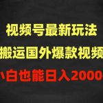 （9796期）2024视频号最新玩法，搬运国外爆款视频，100%过原创，小白也能日入2000+-我创创业-副业网-网络创业-资源分享-网课资源-学习教程-学知识-自媒体-抖音-视频号-小红书-网络项目,赚钱软件,副业,兼职,学生赚,挂机赚-我创创业-副业网-5ccy.cn