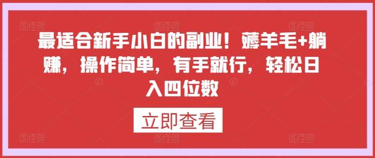 最适合新手小白的副业！薅羊毛+躺赚，操作简单，有手就行，轻松日入四位数【揭秘】-我创创业-副业网-网络创业-资源分享-网课资源-学习教程-学知识-自媒体-抖音-视频号-小红书-网络项目,赚钱软件,副业,兼职,学生赚,挂机赚-我创创业-副业网-5ccy.cn
