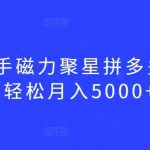 最新快手磁力聚星拼多多玩法,轻松月入5000+【揭秘】-我创创业-副业网-网络创业-资源分享-网课资源-学习教程-学知识-自媒体-抖音-视频号-小红书-网络项目,赚钱软件,副业,兼职,学生赚,挂机赚-我创创业-副业网-5ccy.cn