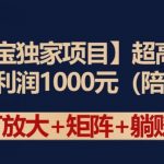 【淘宝独家项目】超高利润：每单利润1000元【揭秘】-我创创业-副业网-网络创业-资源分享-网课资源-学习教程-学知识-自媒体-抖音-视频号-小红书-网络项目,赚钱软件,副业,兼职,学生赚,挂机赚-我创创业-副业网-5ccy.cn