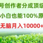 （9608期）视频号创作者分成顶级玩法，纯小白也能100%原创，无脑月入10000+-我创创业-副业网-网络创业-资源分享-网课资源-学习教程-学知识-自媒体-抖音-视频号-小红书-网络项目,赚钱软件,副业,兼职,学生赚,挂机赚-我创创业-副业网-5ccy.cn