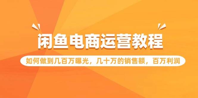 （9560期）闲鱼电商运营教程：如何做到几百万曝光，几十万的销售额，百万利润-我创创业-副业网-网络创业-资源分享-网课资源-学习教程-学知识-自媒体-抖音-视频号-小红书-网络项目,赚钱软件,副业,兼职,学生赚,挂机赚-我创创业-副业网-5ccy.cn