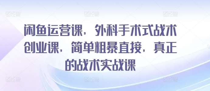 闲鱼运营课，外科手术式战术创业课，简单粗暴直接，真正的战术实战课-我创创业-副业网-网络创业-资源分享-网课资源-学习教程-学知识-自媒体-抖音-视频号-小红书-网络项目,赚钱软件,副业,兼职,学生赚,挂机赚-我创创业-副业网-5ccy.cn