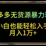 拼多多无货源暴力玩法，全程干货，小白也能轻松入手，月入1万+-我创创业-副业网-网络创业-资源分享-网课资源-学习教程-学知识-自媒体-抖音-视频号-小红书-网络项目,赚钱软件,副业,兼职,学生赚,挂机赚-我创创业-副业网-5ccy.cn