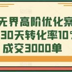 8节无界高阶优化案例课,30天转化率10%+成交3000单-我创创业-副业网-网络创业-资源分享-网课资源-学习教程-学知识-自媒体-抖音-视频号-小红书-网络项目,赚钱软件,副业,兼职,学生赚,挂机赚-我创创业-副业网-5ccy.cn
