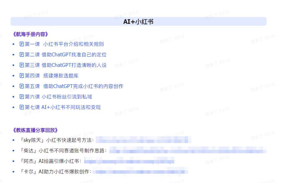 （9351期）AI破局手册+教练分享合集：AI提示词/AI+小红书 /AI+公众号/AI+绘画/AI编程