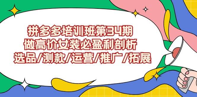 （9333期）拼多多培训班第34期：做高价女装必盈利剖析 选品/测款/运营/推广/拓展-我创创业-副业网-网络创业-资源分享-网课资源-学习教程-学知识-自媒体-抖音-视频号-小红书-网络项目,赚钱软件,副业,兼职,学生赚,挂机赚-我创创业-副业网-5ccy.cn