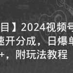 【蓝海项目】2024视频号分成计划,快速开分成,日爆单8000+,附玩法教程-我创创业-副业网-网络创业-资源分享-网课资源-学习教程-学知识-自媒体-抖音-视频号-小红书-网络项目,赚钱软件,副业,兼职,学生赚,挂机赚-我创创业-副业网-5ccy.cn