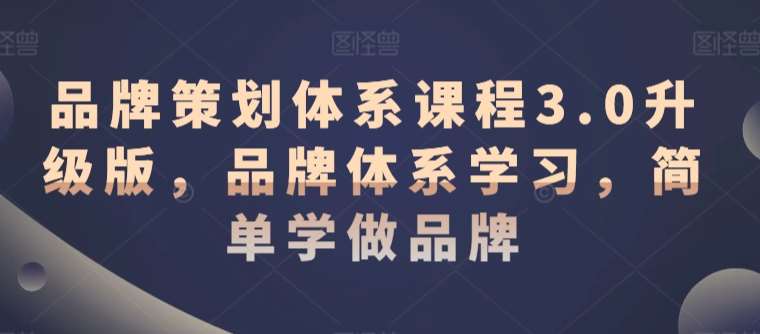 品牌策划体系课程3.0升级版，品牌体系学习，简单学做品牌-我创创业-副业网-网络创业-资源分享-网课资源-学习教程-学知识-自媒体-抖音-视频号-小红书-网络项目,赚钱软件,副业,兼职,学生赚,挂机赚-我创创业-副业网-5ccy.cn