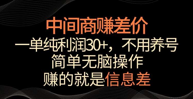 中间商赚差价,一单纯利润30+,简单无脑操作,赚的就是信息差,轻轻松松日入1000+【揭秘】