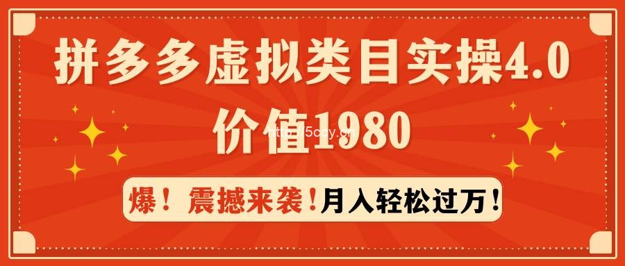 （9238期）拼多多虚拟类目实操4.0：月入轻松过万，价值1980-我创创业-副业网-网络创业-资源分享-网课资源-学习教程-学知识-自媒体-抖音-视频号-小红书-网络项目,赚钱软件,副业,兼职,学生赚,挂机赚-我创创业-副业网-5ccy.cn