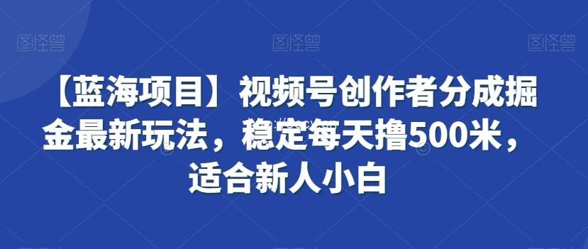 【蓝海项目】视频号创作者分成掘金最新玩法，稳定每天撸500米，适合新人小白【揭秘】-我创创业-副业网-网络创业-资源分享-网课资源-学习教程-学知识-自媒体-抖音-视频号-小红书-网络项目,赚钱软件,副业,兼职,学生赚,挂机赚-我创创业-副业网-5ccy.cn