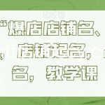 教你起“爆店店铺名、爆品品牌名”,店铺起名,品牌起名,教学课-我创创业-副业网-网络创业-资源分享-网课资源-学习教程-学知识-自媒体-抖音-视频号-小红书-网络项目,赚钱软件,副业,兼职,学生赚,挂机赚-我创创业-副业网-5ccy.cn