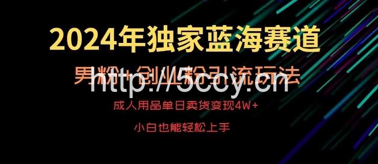 2024年独家蓝海赛道，成人用品单日卖货变现4W+，男粉+创业粉引流玩法，不愁搞不到流量【揭秘】-我创创业-副业网-网络创业-资源分享-网课资源-学习教程-学知识-自媒体-抖音-视频号-小红书-网络项目,赚钱软件,副业,兼职,学生赚,挂机赚-我创创业-副业网-5ccy.cn