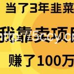 (9100期)当了3年韭菜,我靠卖项目赚了100万-我创创业-副业网-网络创业-资源分享-网课资源-学习教程-学知识-自媒体-抖音-视频号-小红书-网络项目,赚钱软件,副业,兼职,学生赚,挂机赚-我创创业-副业网-5ccy.cn