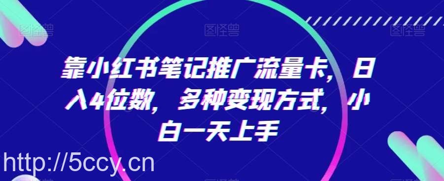 靠小红书笔记推广流量卡，日入4位数，多种变现方式，小白一天上手-我创创业-副业网-网络创业-资源分享-网课资源-学习教程-学知识-自媒体-抖音-视频号-小红书-网络项目,赚钱软件,副业,兼职,学生赚,挂机赚-我创创业-副业网-5ccy.cn