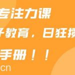 （9050期）靠儿童专注力课程售卖亲子育儿课程，日暴力狂揽1000+，喂饭手册分享-我创创业-副业网-网络创业-资源分享-网课资源-学习教程-学知识-自媒体-抖音-视频号-小红书-网络项目,赚钱软件,副业,兼职,学生赚,挂机赚-我创创业-副业网-5ccy.cn