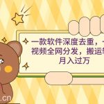 （9046期）一款软件深度去重，一个视频全网分发，搬运轻松月入过万-我创创业-副业网-网络创业-资源分享-网课资源-学习教程-学知识-自媒体-抖音-视频号-小红书-网络项目,赚钱软件,副业,兼职,学生赚,挂机赚-我创创业-副业网-5ccy.cn