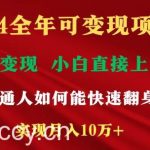 (9045期)2024全年可变现项目,一天收益至少2000+,小白上手快,普通人就要利用互…-我创创业-副业网-网络创业-资源分享-网课资源-学习教程-学知识-自媒体-抖音-视频号-小红书-网络项目,赚钱软件,副业,兼职,学生赚,挂机赚-我创创业-副业网-5ccy.cn