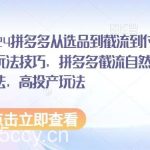 2024拼多多从选品到截流到付费的玩法技巧，拼多多截流自然流量玩法，高投产玩法-我创创业-副业网-网络创业-资源分享-网课资源-学习教程-学知识-自媒体-抖音-视频号-小红书-网络项目,赚钱软件,副业,兼职,学生赚,挂机赚-我创创业-副业网-5ccy.cn