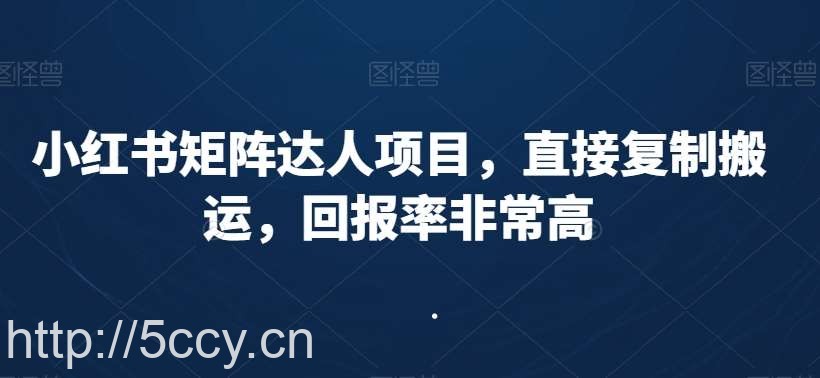 小红书矩阵达人项目,直接复制搬运,回报率非常高