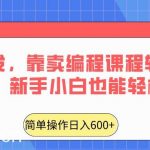 全网首发,靠卖编程课程轻松日入600+,新手小白也能轻松上手-我创创业-副业网-网络创业-资源分享-网课资源-学习教程-学知识-自媒体-抖音-视频号-小红书-网络项目,赚钱软件,副业,兼职,学生赚,挂机赚-我创创业-副业网-5ccy.cn