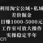 （8952期）利用淘宝公域+私域差价掘金，日赚1000-5000元，工作室可放大操作，实操…-我创创业-副业网-网络创业-资源分享-网课资源-学习教程-学知识-自媒体-抖音-视频号-小红书-网络项目,赚钱软件,副业,兼职,学生赚,挂机赚-我创创业-副业网-5ccy.cn