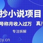抄小说项目，号称月入过万，到底是否真实，能不能做，详细拆解-我创创业-副业网-网络创业-资源分享-网课资源-学习教程-学知识-自媒体-抖音-视频号-小红书-网络项目,赚钱软件,副业,兼职,学生赚,挂机赚-我创创业-副业网-5ccy.cn