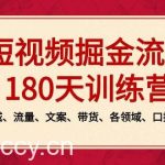 （8932期）短视频-掘金流量180天训练营，个人ip、同城、流量、文案、带货、各领域…-我创创业-副业网-网络创业-资源分享-网课资源-学习教程-学知识-自媒体-抖音-视频号-小红书-网络项目,赚钱软件,副业,兼职,学生赚,挂机赚-我创创业-副业网-5ccy.cn