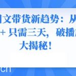 （8904期）2024图文带货新趋势：从零到日入500+ 只需三天，破播放技术大揭秘！-我创创业-副业网-网络创业-资源分享-网课资源-学习教程-学知识-自媒体-抖音-视频号-小红书-网络项目,赚钱软件,副业,兼职,学生赚,挂机赚-我创创业-副业网-5ccy.cn