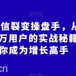 企业微信裂变操盘手,从0裂变100万用户的实战秘籍,让你成为增长高手-我创创业-副业网-网络创业-资源分享-网课资源-学习教程-学知识-自媒体-抖音-视频号-小红书-网络项目,赚钱软件,副业,兼职,学生赚,挂机赚-我创创业-副业网-5ccy.cn