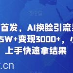 全网独创首发,AI换脸引流男粉,单日涨粉1.5W 变现3000 ,小白也能上手快速拿结果【揭秘】-我创创业-副业网-网络创业-资源分享-网课资源-学习教程-学知识-自媒体-抖音-视频号-小红书-网络项目,赚钱软件,副业,兼职,学生赚,挂机赚-我创创业-副业网-5ccy.cn