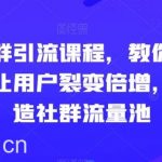 玩转社群引流课程，教你怎么玩社群，让用户裂变倍增，轻松打造社群流量池-我创创业-副业网-网络创业-资源分享-网课资源-学习教程-学知识-自媒体-抖音-视频号-小红书-网络项目,赚钱软件,副业,兼职,学生赚,挂机赚-我创创业-副业网-5ccy.cn