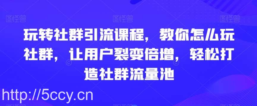 玩转社群引流课程,教你怎么玩社群,让用户裂变倍增,轻松打造社群流量池