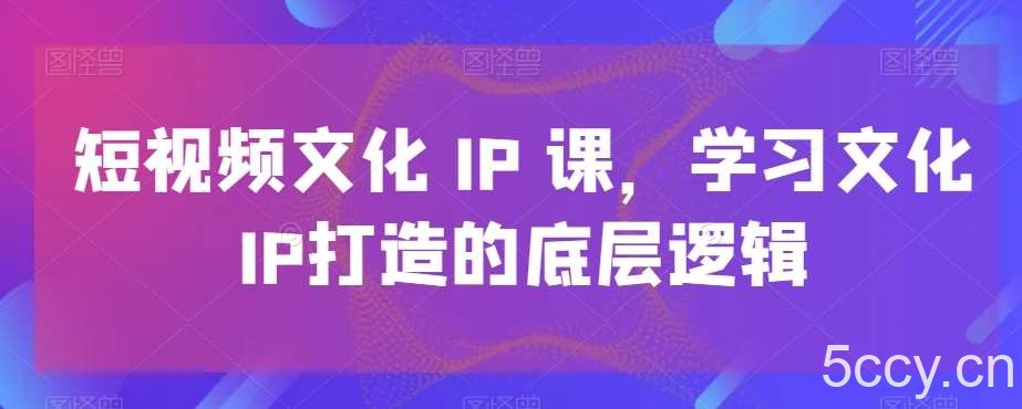 短视频文化IP课,学习文化IP打造的底层逻辑
