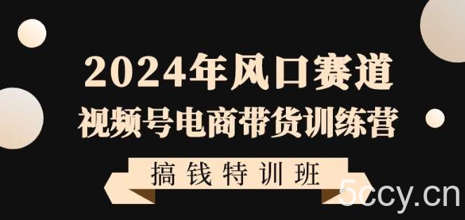 2024年风口赛道视频号电商带货训练营搞钱特训班,带领大家快速入局自媒体电商带货