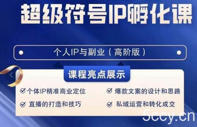 超级符号IP孵化高阶课，建立流量思维底层逻辑，打造属于自己IP（51节课）-我创创业-副业网-网络创业-资源分享-网课资源-学习教程-学知识-自媒体-抖音-视频号-小红书-网络项目,赚钱软件,副业,兼职,学生赚,挂机赚-我创创业-副业网-5ccy.cn