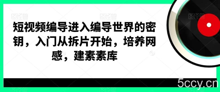 短视频编导进入编导世界的密钥，入门从拆片开始，培养网感，建素素库-我创创业-副业网-网络创业-资源分享-网课资源-学习教程-学知识-自媒体-抖音-视频号-小红书-网络项目,赚钱软件,副业,兼职,学生赚,挂机赚-我创创业-副业网-5ccy.cn