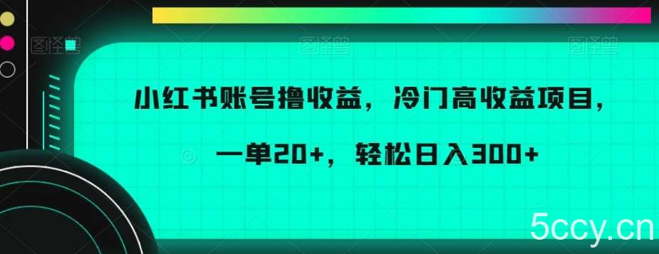小红书账号撸收益，冷门高收益项目，一单20 ，轻松日入300 【揭秘】-我创创业-副业网-网络创业-资源分享-网课资源-学习教程-学知识-自媒体-抖音-视频号-小红书-网络项目,赚钱软件,副业,兼职,学生赚,挂机赚-我创创业-副业网-5ccy.cn