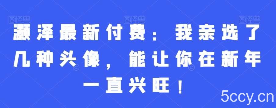 灏泽最新付费：我亲选了几种头像，能让你在新年一直兴旺！-我创创业-副业网-网络创业-资源分享-网课资源-学习教程-学知识-自媒体-抖音-视频号-小红书-网络项目,赚钱软件,副业,兼职,学生赚,挂机赚-我创创业-副业网-5ccy.cn