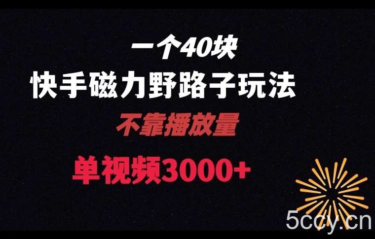 一个40块，快手联合美团磁力新玩法，无视机制野路子玩法，单视频收益4位数【揭秘】-我创创业-副业网-网络创业-资源分享-网课资源-学习教程-学知识-自媒体-抖音-视频号-小红书-网络项目,赚钱软件,副业,兼职,学生赚,挂机赚-我创创业-副业网-5ccy.cn