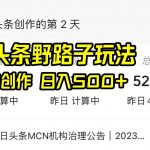 (8584期)AI头条野路子玩法,无脑创作,日入500-我创创业-副业网-网络创业-资源分享-网课资源-学习教程-学知识-自媒体-抖音-视频号-小红书-网络项目,赚钱软件,副业,兼职,学生赚,挂机赚-我创创业-副业网-5ccy.cn