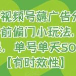 旺小哥视频号薅广告分成项目,年前偏门小玩法,次日出结果,单号单天500 元【有时效性】-我创创业-副业网-网络创业-资源分享-网课资源-学习教程-学知识-自媒体-抖音-视频号-小红书-网络项目,赚钱软件,副业,兼职,学生赚,挂机赚-我创创业-副业网-5ccy.cn