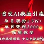 全网首发Ai换脸引流男粉，单日涨粉1.5w ，单日变现3000 ，小白也能轻松上手拿结果【揭秘】-我创创业-副业网-网络创业-资源分享-网课资源-学习教程-学知识-自媒体-抖音-视频号-小红书-网络项目,赚钱软件,副业,兼职,学生赚,挂机赚-我创创业-副业网-5ccy.cn