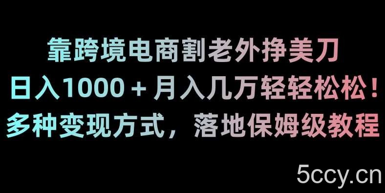 靠跨境电商割老外挣美刀,日入1000+月入几万轻轻松松!多种变现方式,落地保姆级教程【揭秘】