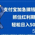 支付宝加急搞钱计划,抓住红利期,轻松日入500 【揭秘】-我创创业-副业网-网络创业-资源分享-网课资源-学习教程-学知识-自媒体-抖音-视频号-小红书-网络项目,赚钱软件,副业,兼职,学生赚,挂机赚-我创创业-副业网-5ccy.cn