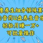 (8503期)健康养生细分领域赛道,卖音药U盘养生音乐,轻松月赚一万 ,可批量操作-我创创业-副业网-网络创业-资源分享-网课资源-学习教程-学知识-自媒体-抖音-视频号-小红书-网络项目,赚钱软件,副业,兼职,学生赚,挂机赚-我创创业-副业网-5ccy.cn