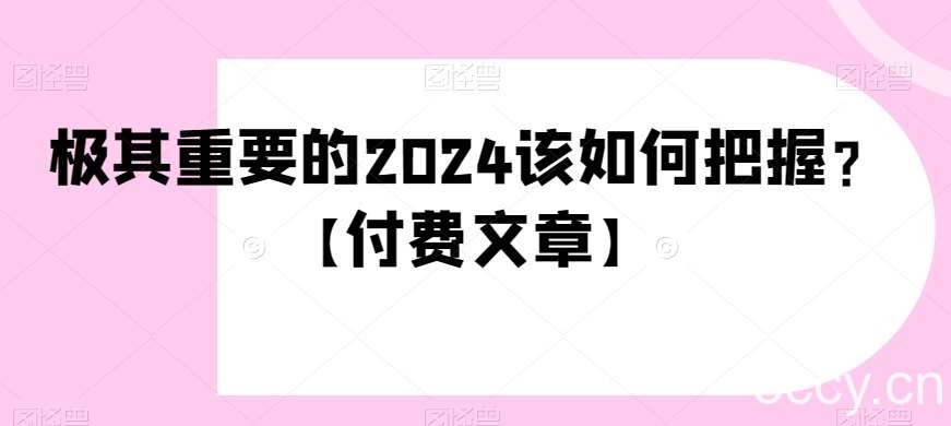 极其重要的2024该如何把握？【付费文章】-我创创业-副业网-网络创业-资源分享-网课资源-学习教程-学知识-自媒体-抖音-视频号-小红书-网络项目,赚钱软件,副业,兼职,学生赚,挂机赚-我创创业-副业网-5ccy.cn