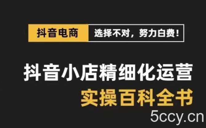 （8380期）抖音小店 精细化运营-百科全书，保姆级运营实战讲解（28节课）-我创创业-副业网-网络创业-资源分享-网课资源-学习教程-学知识-自媒体-抖音-视频号-小红书-网络项目,赚钱软件,副业,兼职,学生赚,挂机赚-我创创业-副业网-5ccy.cn