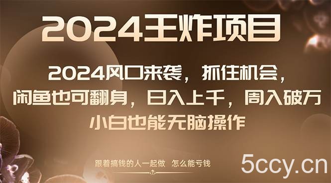 （8401期）2024风口项目来袭，抓住机会，闲鱼也可翻身，日入上千，周入破万，小白…-我创创业-副业网-网络创业-资源分享-网课资源-学习教程-学知识-自媒体-抖音-视频号-小红书-网络项目,赚钱软件,副业,兼职,学生赚,挂机赚-我创创业-副业网-5ccy.cn